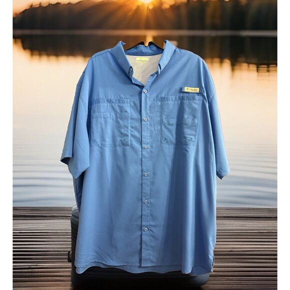 Columbia PFG Shirt XXL Omni Shade Blue Fishing Shirt Vented - Picture 1 of 8